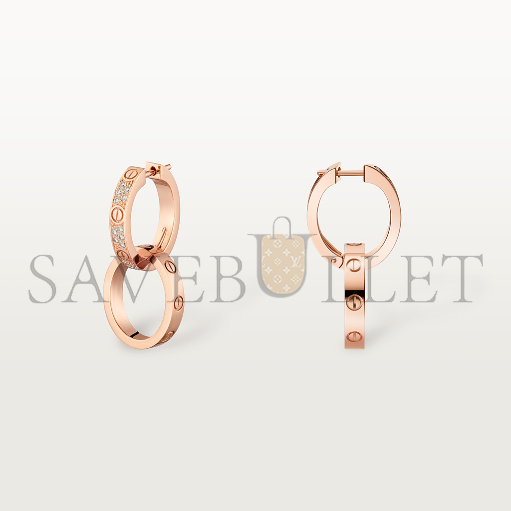 Ca*t*er love rose gold earrings, transformable, semi-paved n8515240